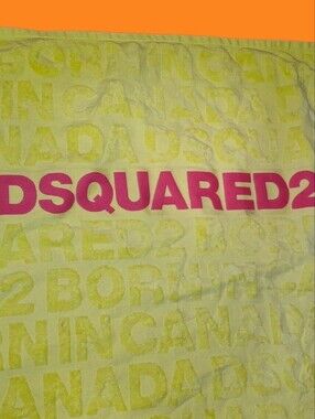 DSQUARED Neon Yellow Beach Towel with Pink Logo